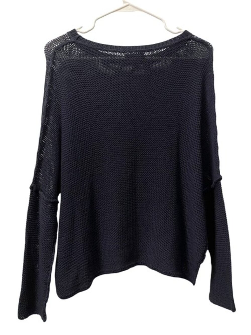Wooden Ships Open Knit Sweater Navy Blue Small/Medium Coastal Beachy Nautical - Picture 2 of 13